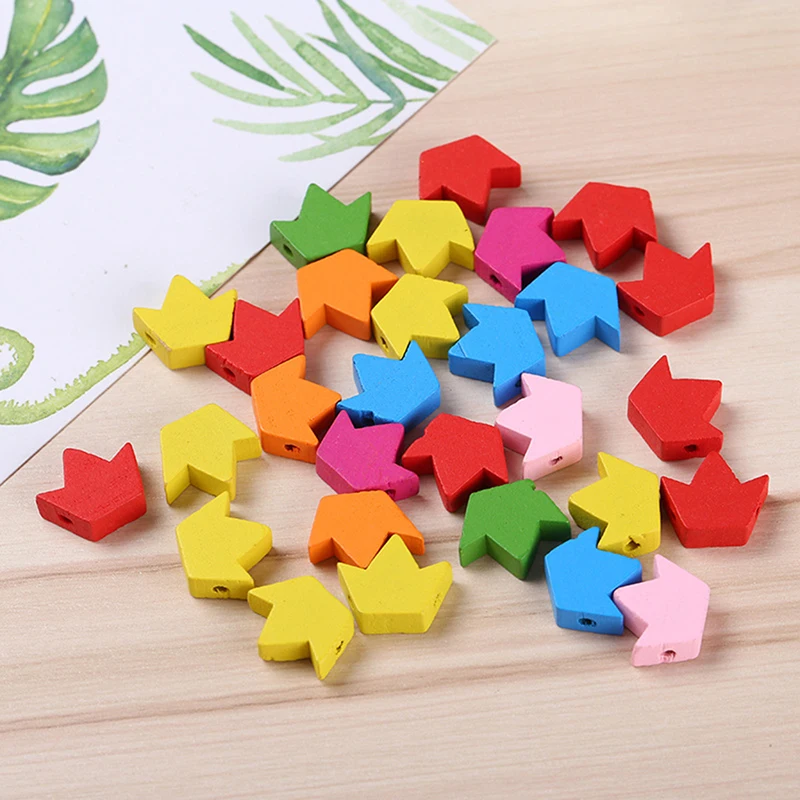 

100PCs/Pack DIY Children Educational Toys Handmade Beaded Cartoon Wooden Beads Color Star Crown Accessories