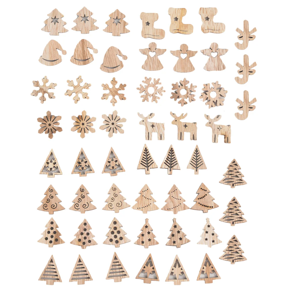 

Christmas Tree Ornaments Xmas Wood Hanging Wooden Cutouts Embellishments Slices Unfinished Pieces Snowflake Decorations Crafts