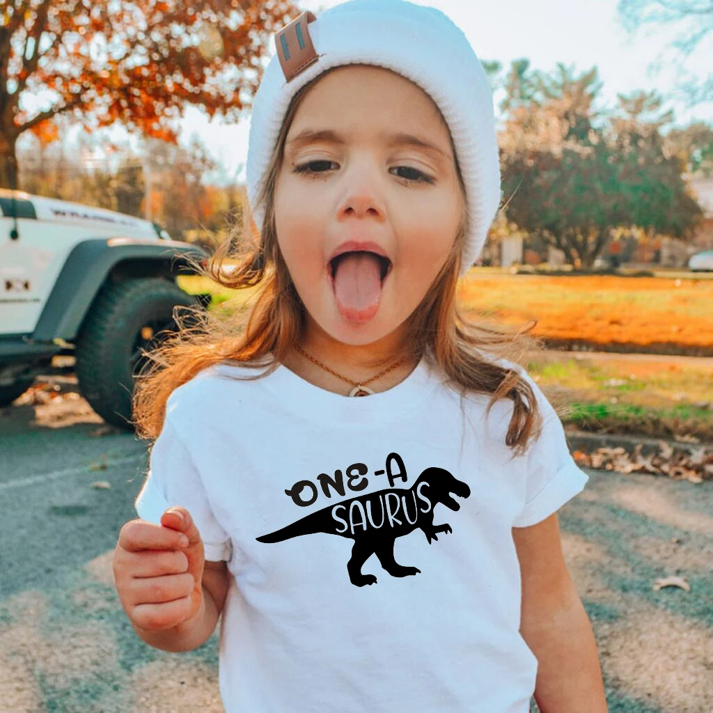 Saurus Birthday Shirt 1-14 Birthday T-Shirt Wild Tee boy Girls Party T Shirt Kids Gifts Fashion Tops Tshirt t rex shirt