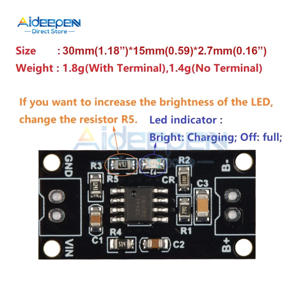 

1.5V 3V 4.5V 5V Input 3.7V-6V 5V 4.2V 1S 2S 3S Cell 1A NiMH Rechargeable Lithium Battery Smart Charger Module Charging Voltage