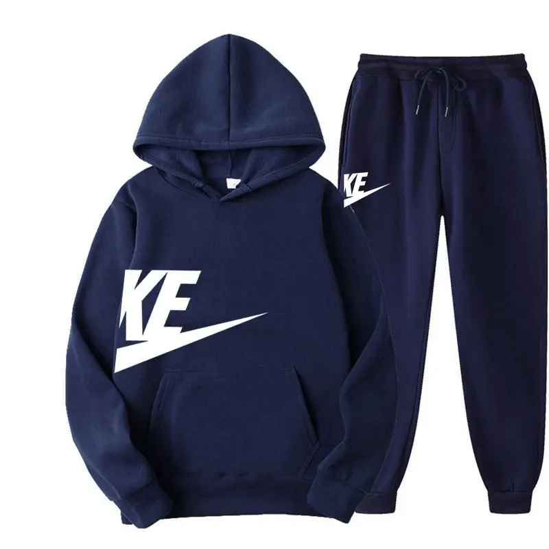 

Мужская брендовая спортивная одежда осень-зима 2023, теплый комплект из двух предметов, свободная толстовка с капюшоном и брюки, высококачественный пуловер для фитнеса и бега