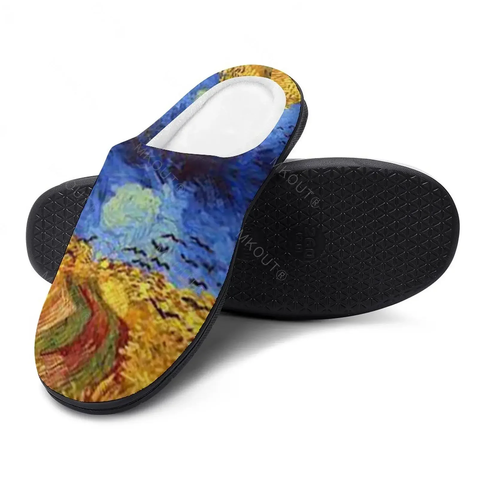 Зимние теплые тапочки Van Gogh 7 для мужчин и женщин хлопковые нескользящие шлепанцы