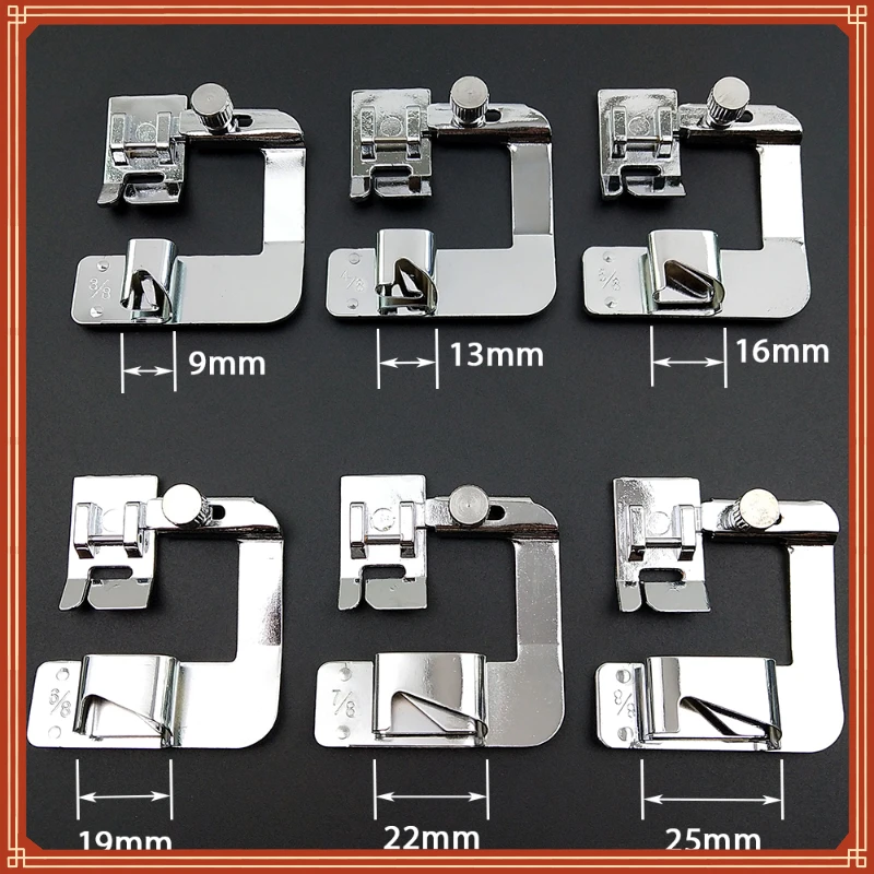

13 19 22mm Domestic Sewing Machine Foot Presser Foot Rolled Hem Feet For Brother Singer Sew Accessories