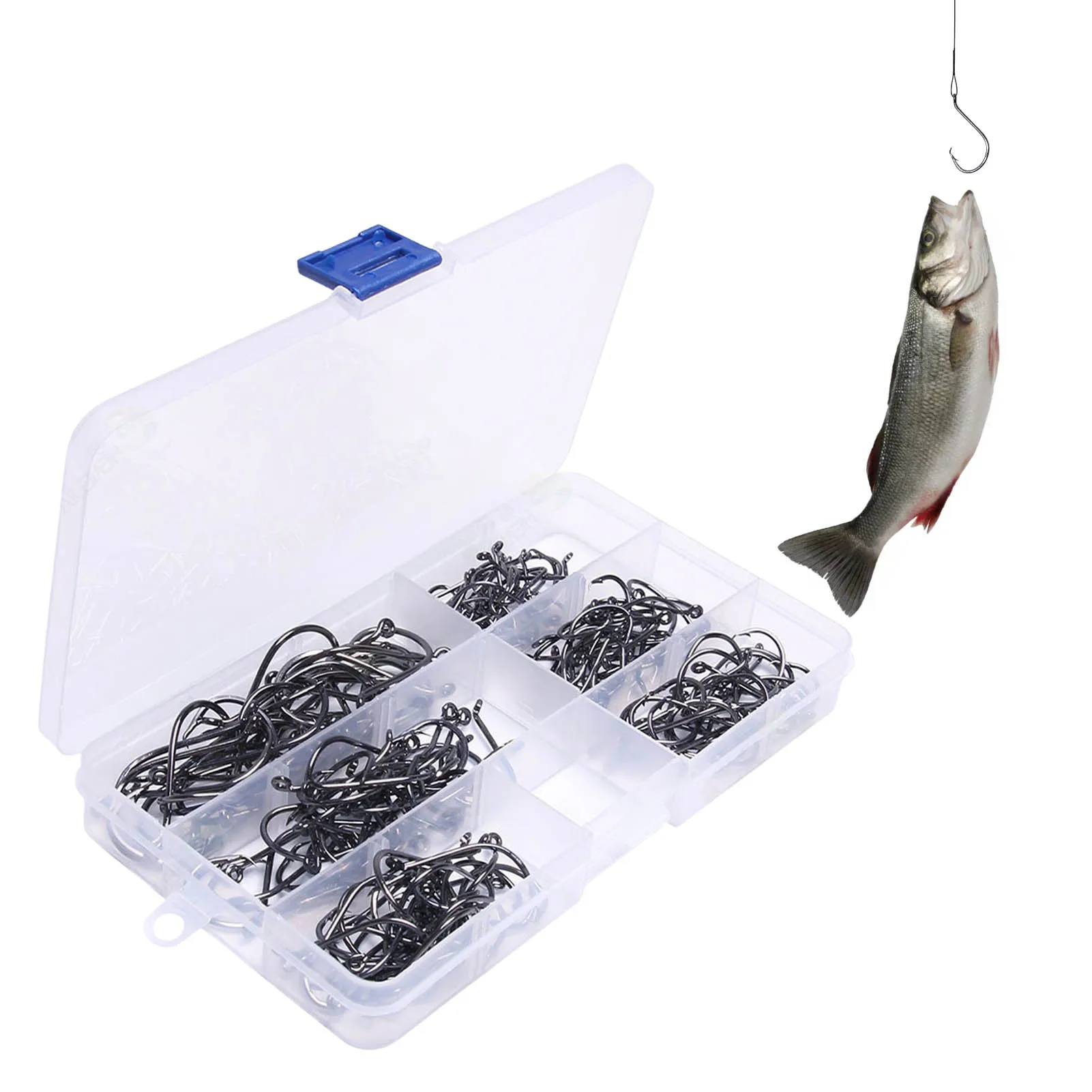 

Strong Offset Sport Black Fishing Hooks High-Carbon Steel Barbed Fishing Hooks Strong Sharp Fish Hooks With Barbs For Bass