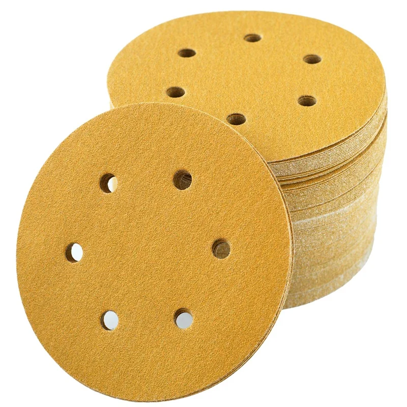 

6-Inch 6-Hole Hook And Loop Sanding Discs 120-Grit, Random Orbital Sandpaper For Automotive And Woodworking, 100-Pack