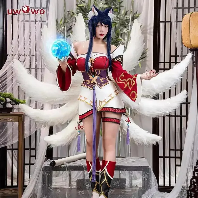 Фото aa124LQIN STOCK UWOWO League of Legends/LOL: Champion Nine Tails Wildd Riftt Game Костюм Ahri Хэллоуин Косплей №1