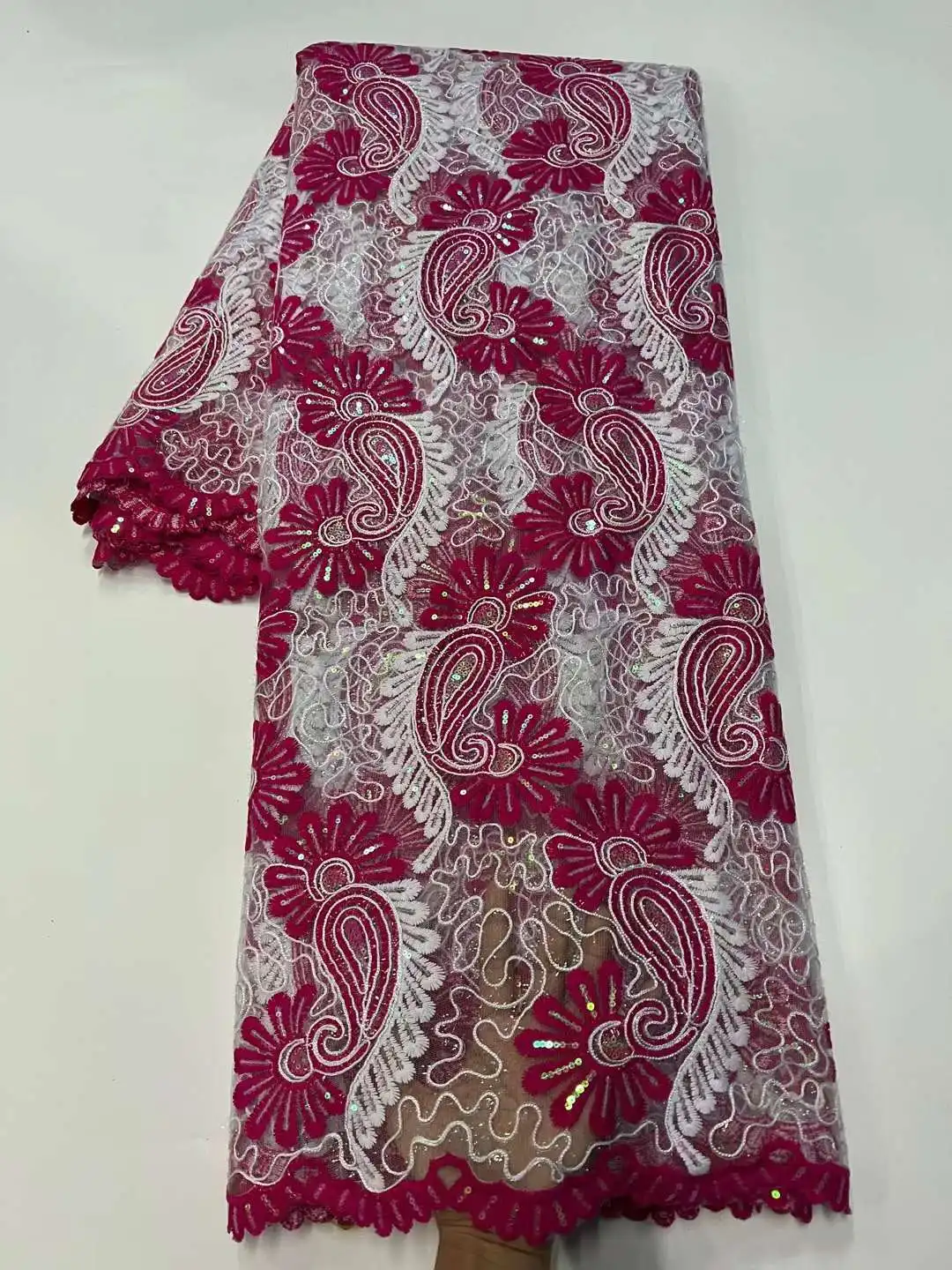 

High Quality Sequins French Tulle African Lace Fabric 2023 Nigerian Lace Fabric Embroidery Mesh Lace Fabric Party DRESSRFA23