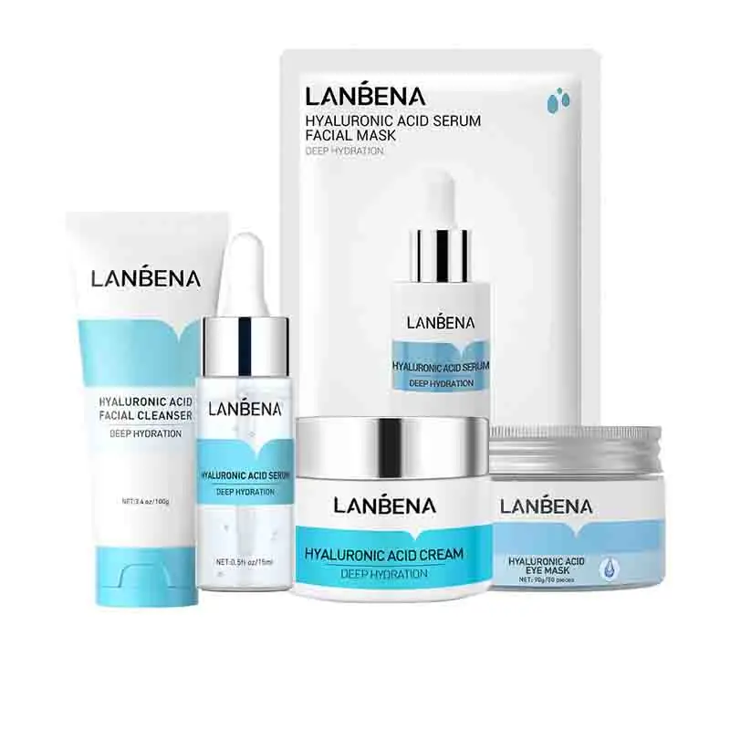 

LANBENA Hyaluronic Acid Skin Care Set Deep Moisturizing Soothing Skin Care Pore Shrinking Whitening Anti-aging Dilute Fine Lines