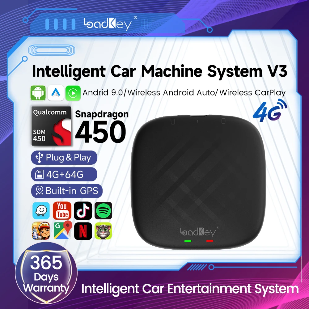

Loadkey & Carlinkit Wireless Android Auto Apple CarPlay Mini Ai Box 4G+64G GPS YouTube Netflix For Audi Toyota Nissan Skoda VW