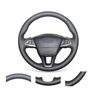 diy custom black genuine leather steering wheel cover for ford focus 2015 2018 ecosport 2018 2020 escape 2017 2019