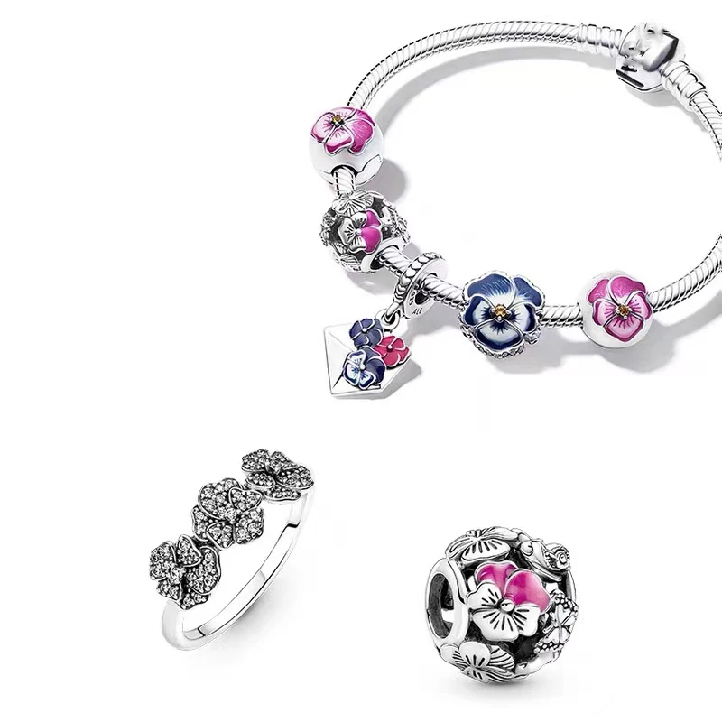 Бусина-Шарм цветок из серебра 2022 пробы для браслета и ожерелья |