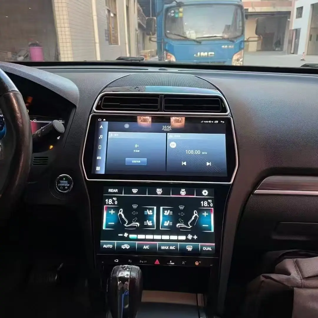 Фото Недавно обновленный автомобильный радиоприемник с двумя экранами Android 13.0 Ford Explorer 2011-2019, DVD-мультимедийный видеоплеер, стерео автомобильная GPS-навигация №4