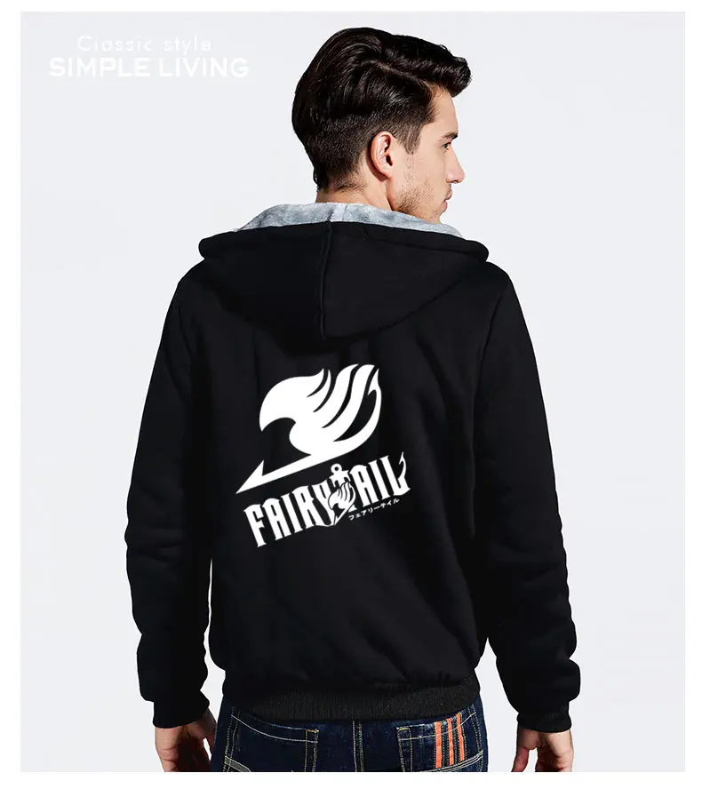 Anime Sweatshirt Fairy Tail Zip Hooded Sweatshirts Harajuku Hoodie Long Sleeve Hoodies Black Pullovers Unisex Men Women Clothes