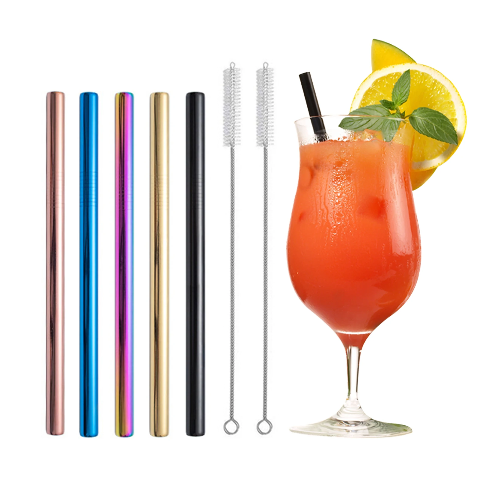 

8 шт./набор, многоразовые соломинки для чая, из нержавеющей стали