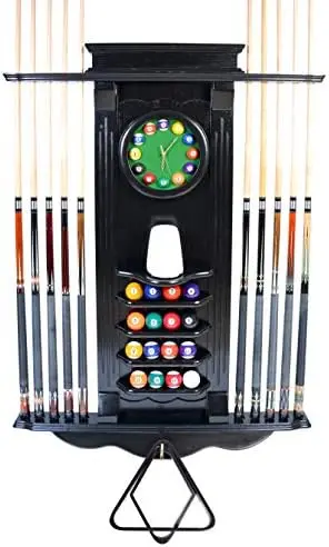 

Cue Only 10 Pool Cue - Billiard Stick Wall W/Clock Choose Mahogany, Dark Oak or Black Finish (Mahogany)