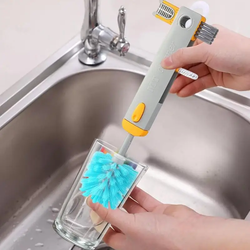 

4-in-1 Water Bottle Washer Brush Soft Silicone Brush U-shaped Brush Head Groove Cleaning Brushes For Cleaning Tumblers Cups