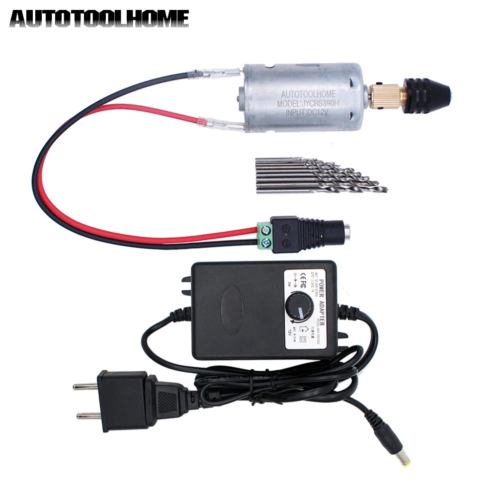

DC 3-12V 1A Motor Mini Hand Drill Electric Tools Set 0.3-3.5mm M8 Chuck Twist Drill Bits For Metal Wood Plastic Drilling