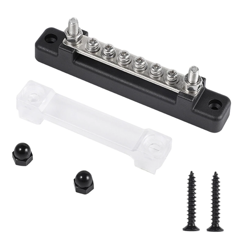 

150A AC And DC High Current Straight Row Single Row With Transparent Cover 6-Way Bus Bar Suitable For Car, RV, Caravan