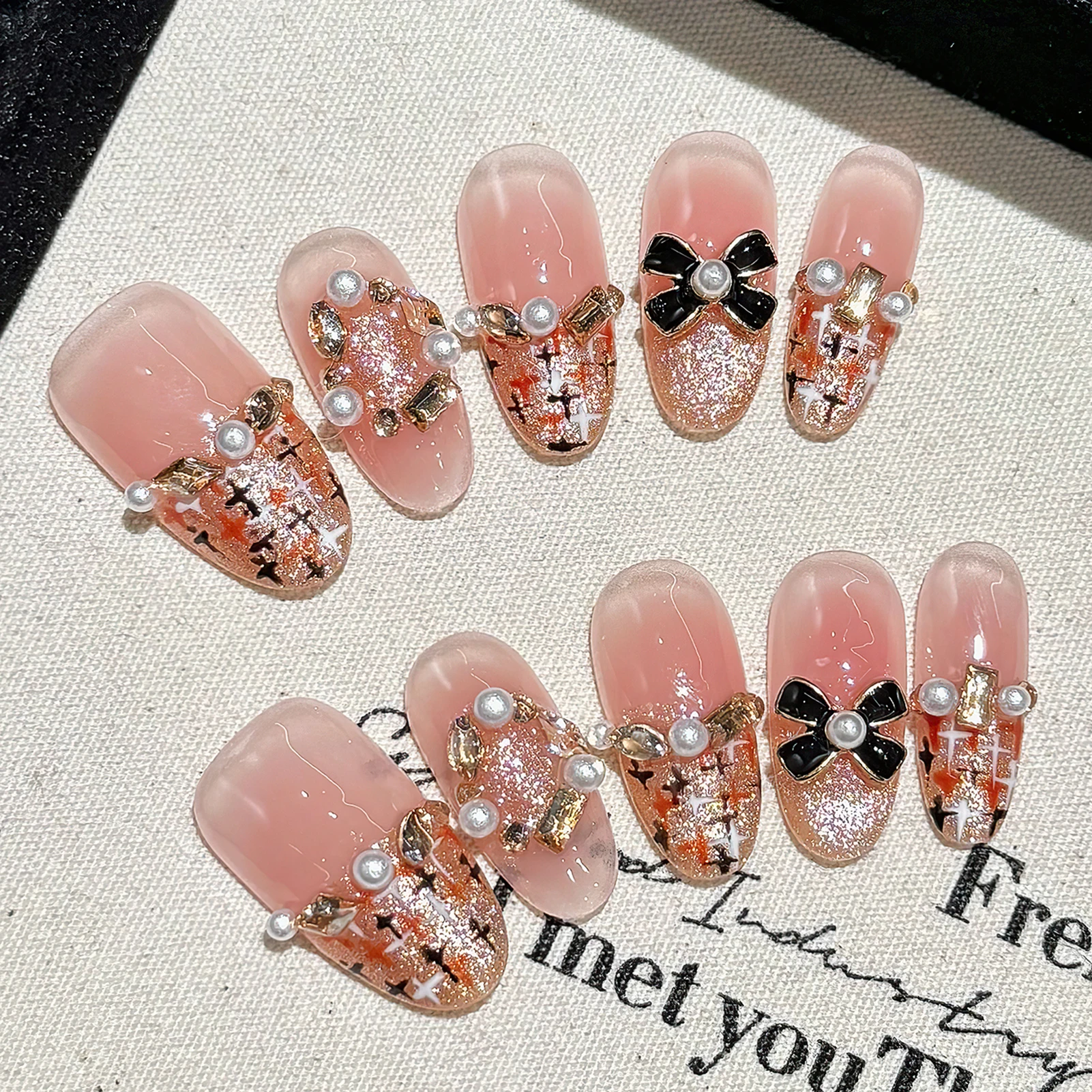 10 шт. корейские милые накладные ногти карамельные французские румяна ручной