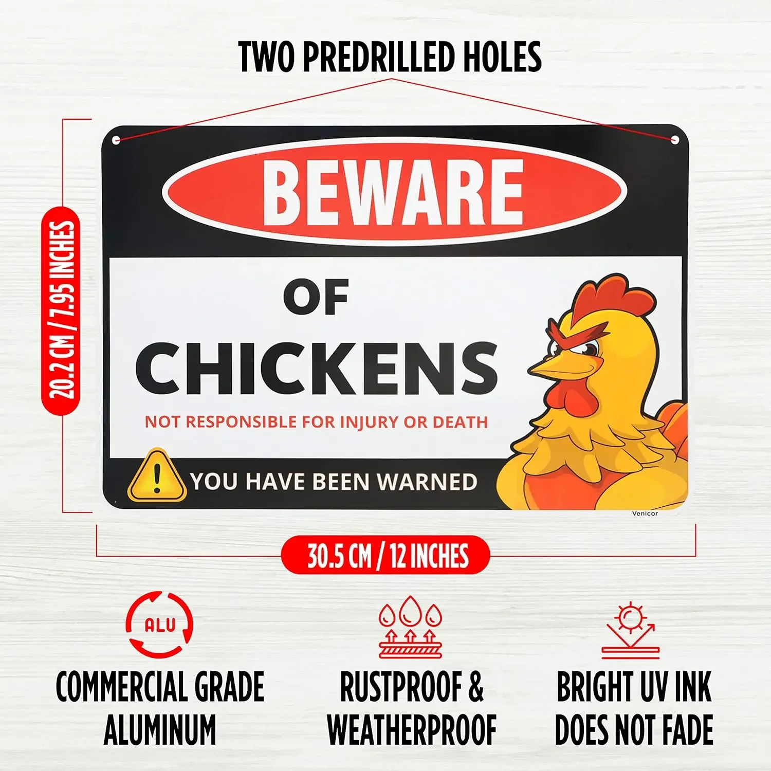 Знаки Венециорского курятника — 8 x 12 дюймов подарки для влюбленных забавный