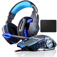 EACH G2000 Gaming Headset Deep Bass Stereo Game Headphone with Microphone LED Light for Laptop PS4 Gaming Mouse Mice Pad