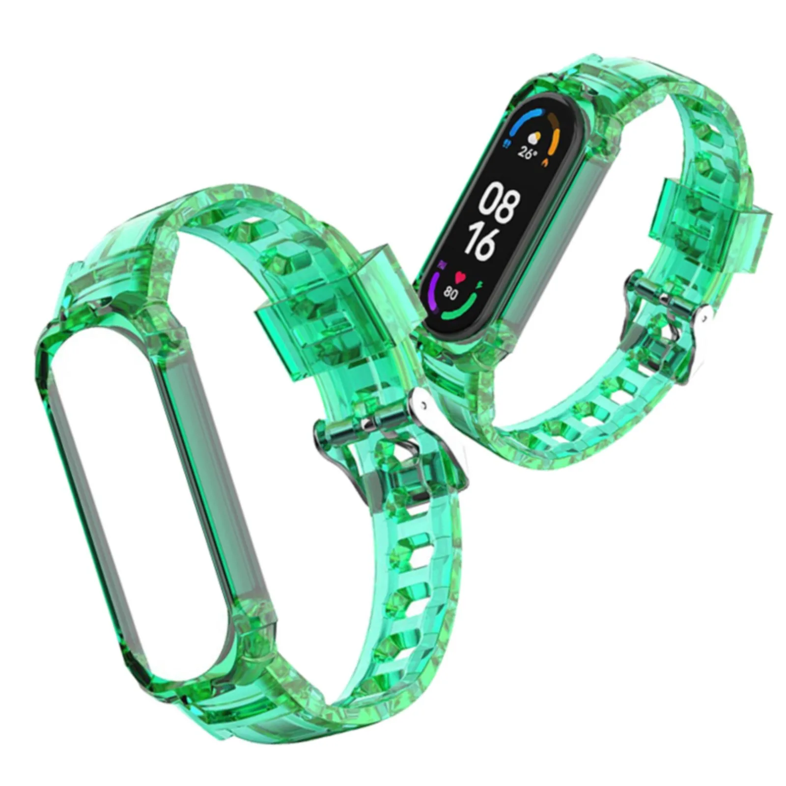 Подходит для Mi Band 7 прозрачный из ТПУ Sports, со стразами, для замены Широкие ремешки потоотделения, 4 дюйма