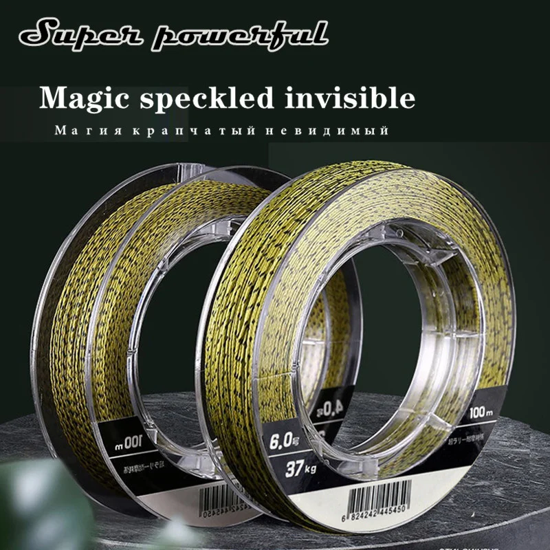 

German 8 strands 100m speckled invisible braided fishing line Camouflage PE Braid Strong Pull saltwater X8 100lb Trout Carp Pike