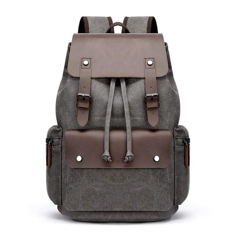 

2023 Travel Leather Waxed Canvas Backpack,Men’s Vintage Laptop Bag