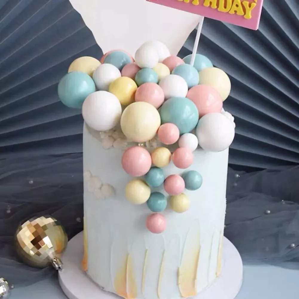 

Colorful Ball Shaped Cake Topper Pearl Ball Cake Cupcake Toppers Ball Cake Picks Colorful Cake Decoration Party Supplies
