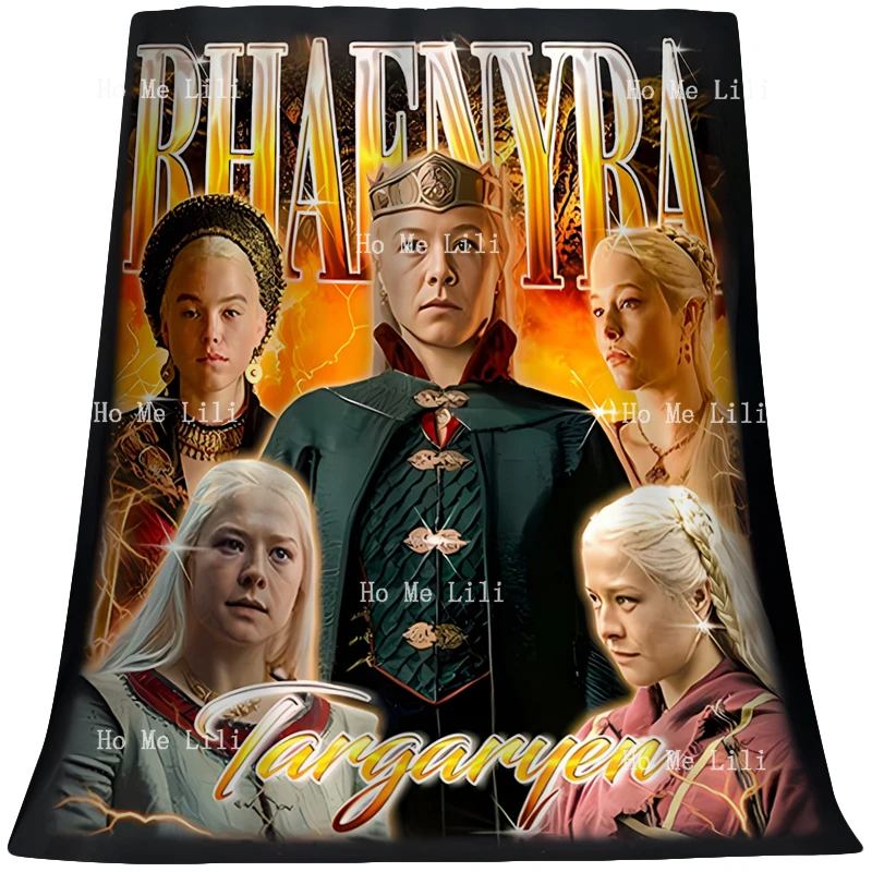 Фланелевое одеяло в стиле ретро 90-х годов Rhaenyra Targaryen с персонажем телешоу