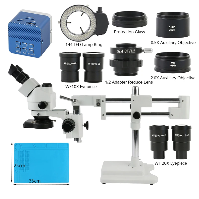 

Simul Focal Stereo Trinocular Microscope 3.5X-90X 180X Zoom 24MP 4K 1080P HDMI Video Digital Camera 0.5X 1X 2X Objective Lens