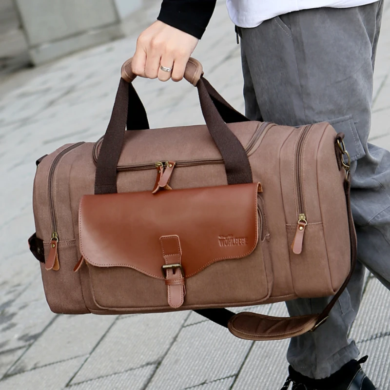 Leisure Travel Bags with Large Capacity Canvas Carry-on Suitcase Duffle Travel Bag Convenient Portable Weekend Bag