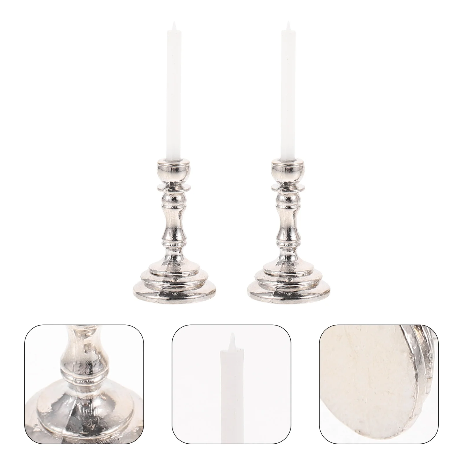 

2Pcs House Candlesticks Miniature Candlesticks Mini Alloy Candle Holders