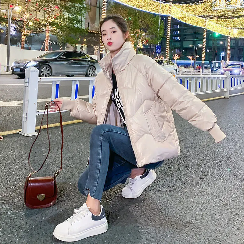 Winter Jacket Women 2022 New Short Stand Zipper Cotton Coats Fashion Autumn Solid Warm Casual Padded Parkas Female Clothing Top