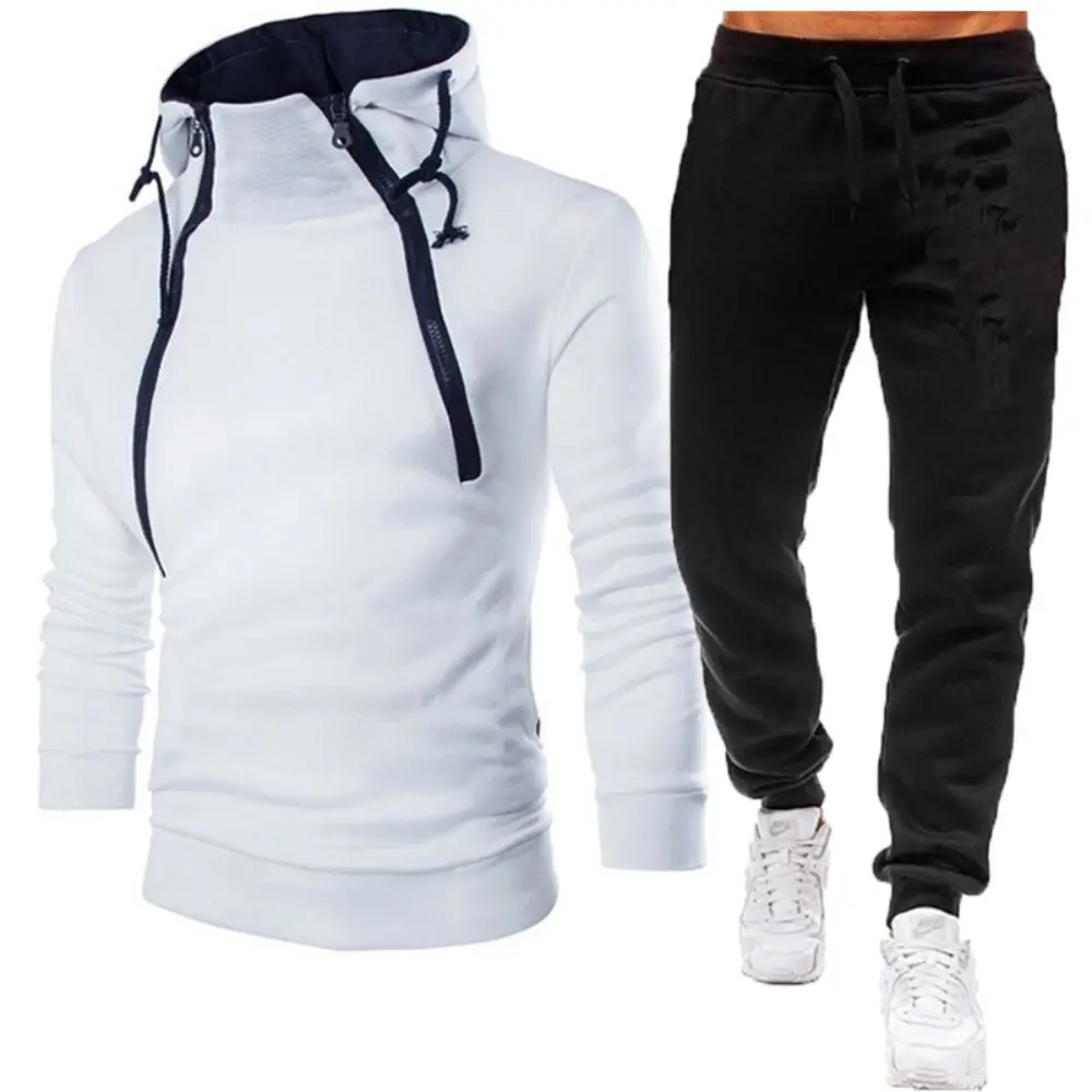 

Men's Tracksuit Casual Sweatshirt Sets Double Zipper Hoodies Pants Suit Outdoor Sportswear Sweatsuit Set Man Sports Clothing