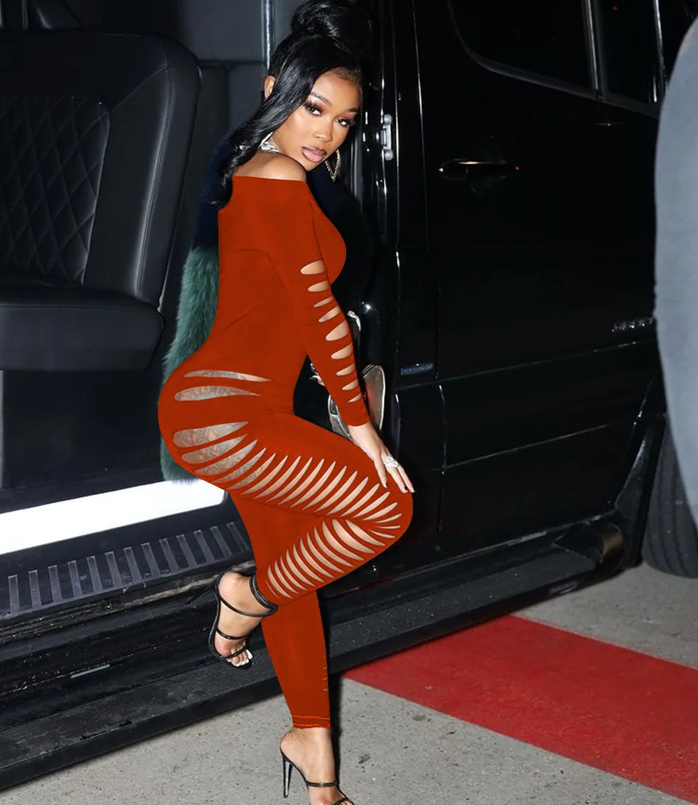 Комбинезон женский однотонный в полоску пикантный прозрачный облегающий