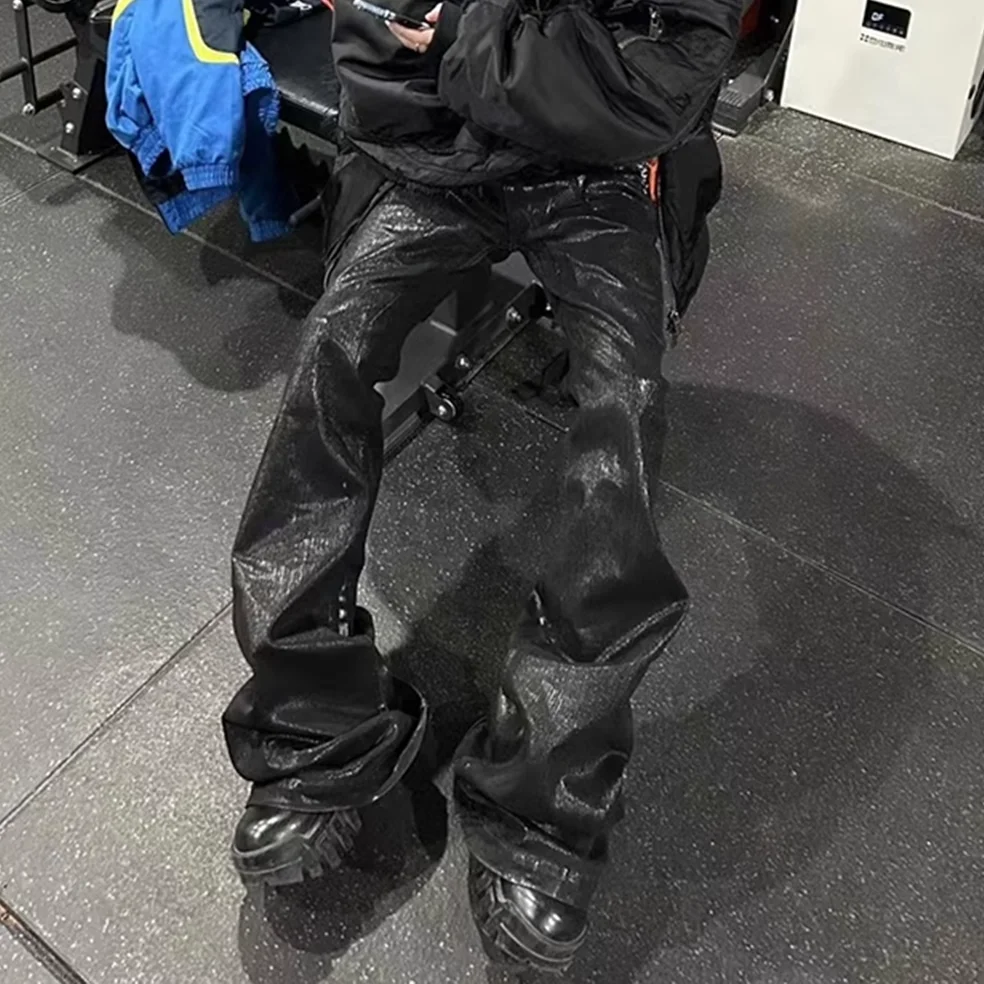 Ro Стильные ленты с матовым покрытием эластичные черные брюки-клеш для мужчин и