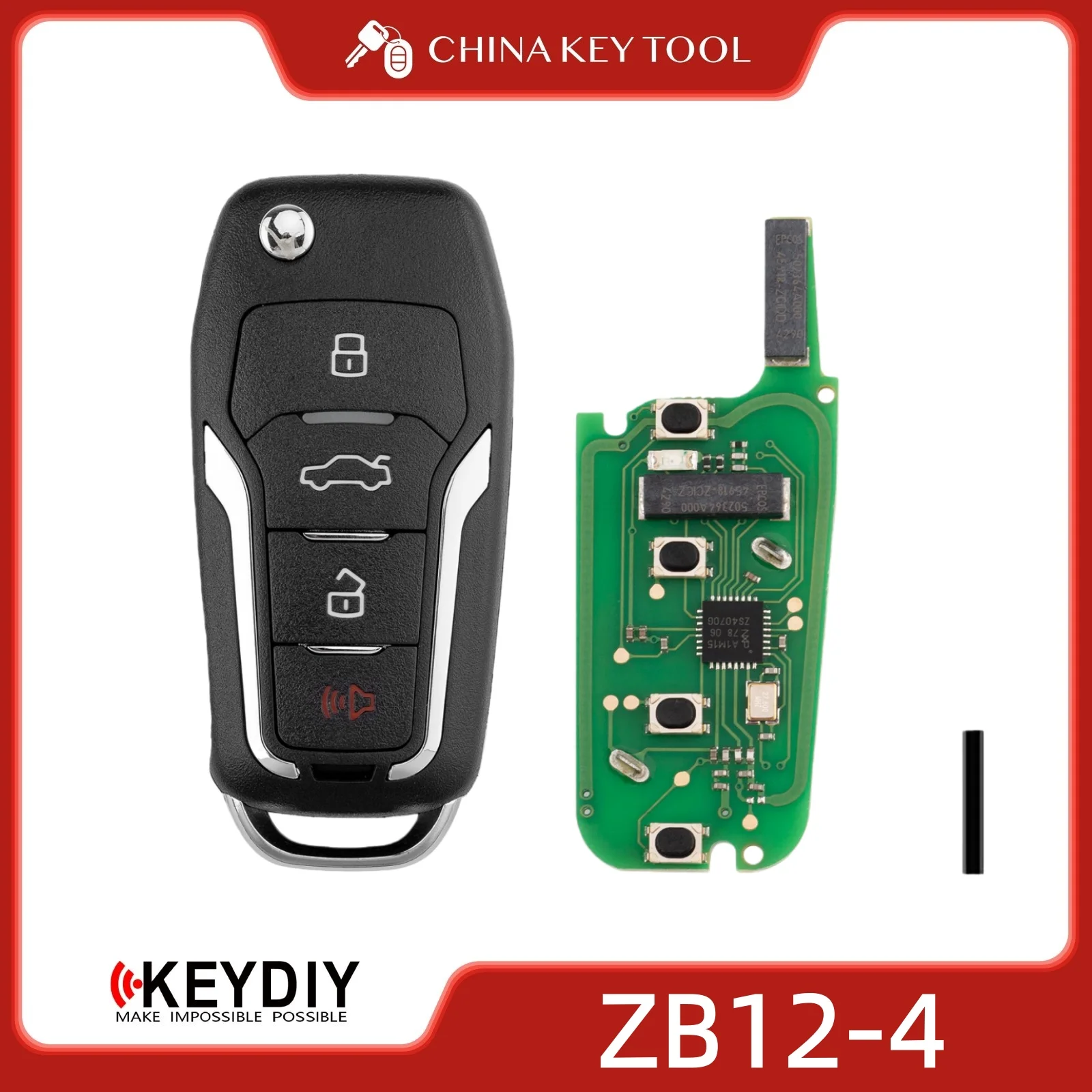 Фото KEYDIY KD ZB12-4 Универсальный интеллектуальный дистанционный ключ 3 + 1 кнопки, совместимые с Ford Type №1
