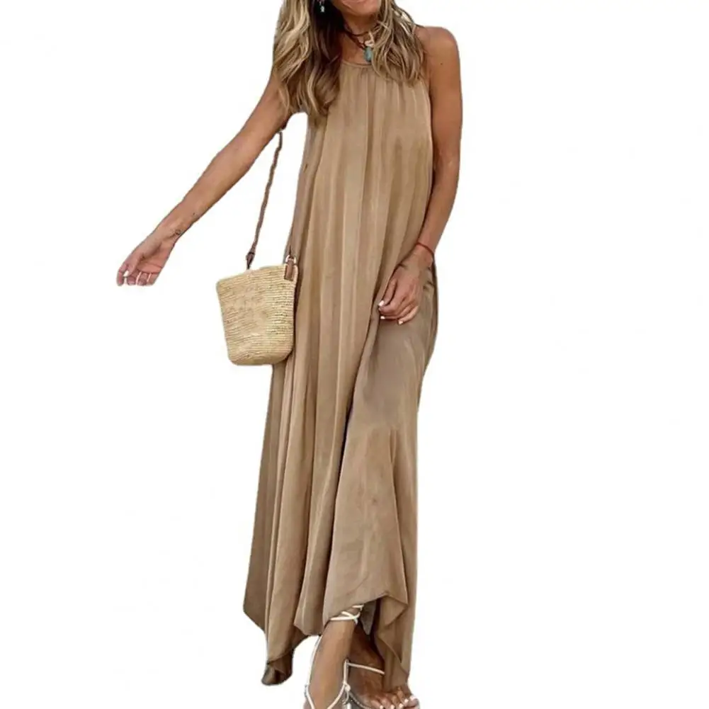 

Платье-Макси женское Плиссированное с открытой спиной и асимметричным подолом