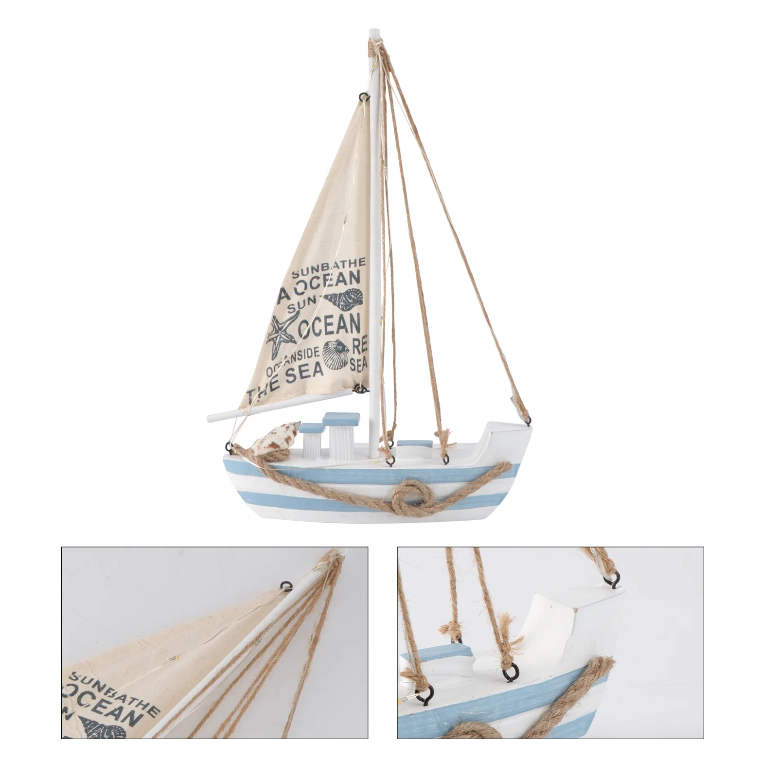 

Dinner Table Decor Sailboat Tabletop Decoration Wood Ornament Decorate White Bamboo Seaside