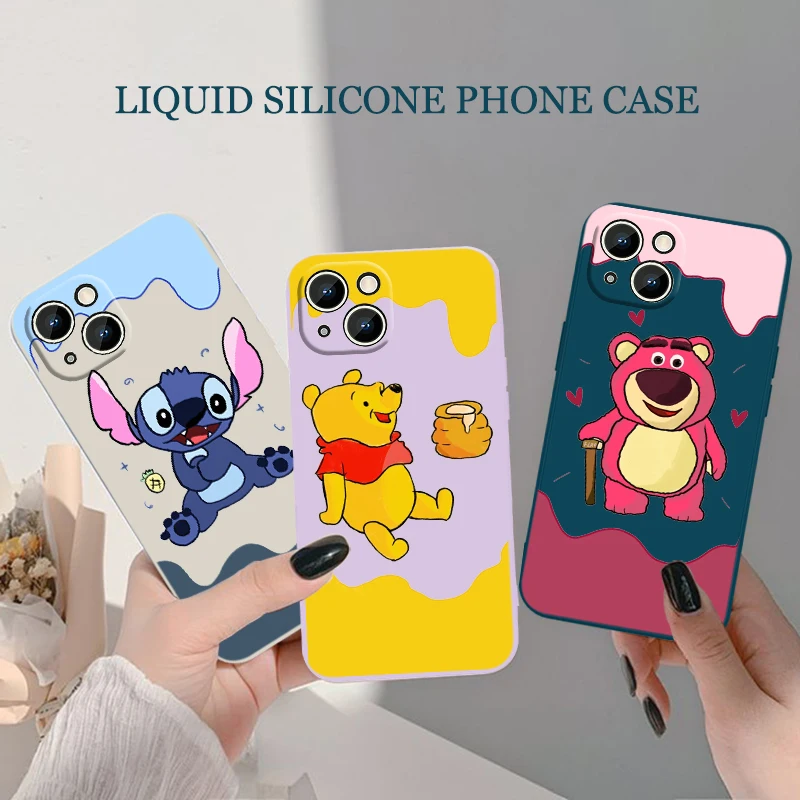 

Disney Stitch Winnie the Pooh Phone Case For iPhone 6 6S 7 8 plus X XR XS 11 12 13 14 pro MAX 12 13 mini Liquid Rope Funda Cover