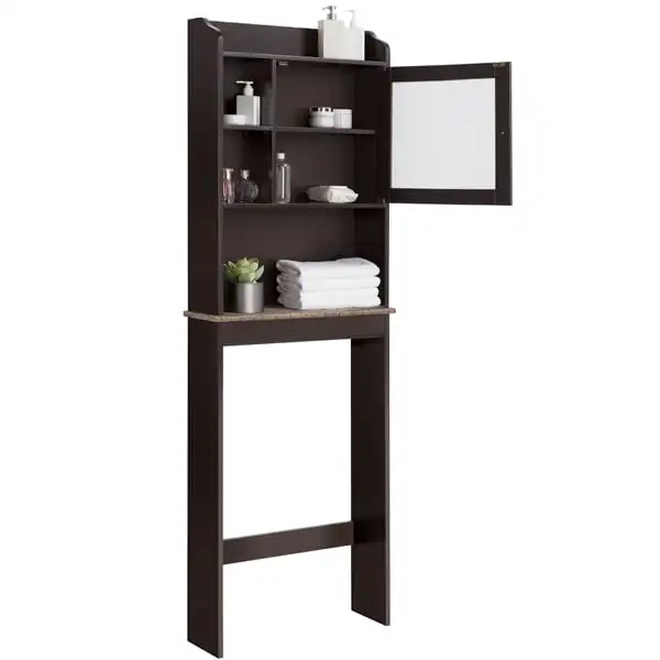 

MART Wooden over Toilet Cabinet Bathroom Space Saver Storage Cabinet with Glass Door Bathroom organizer and storage Shelves Medi