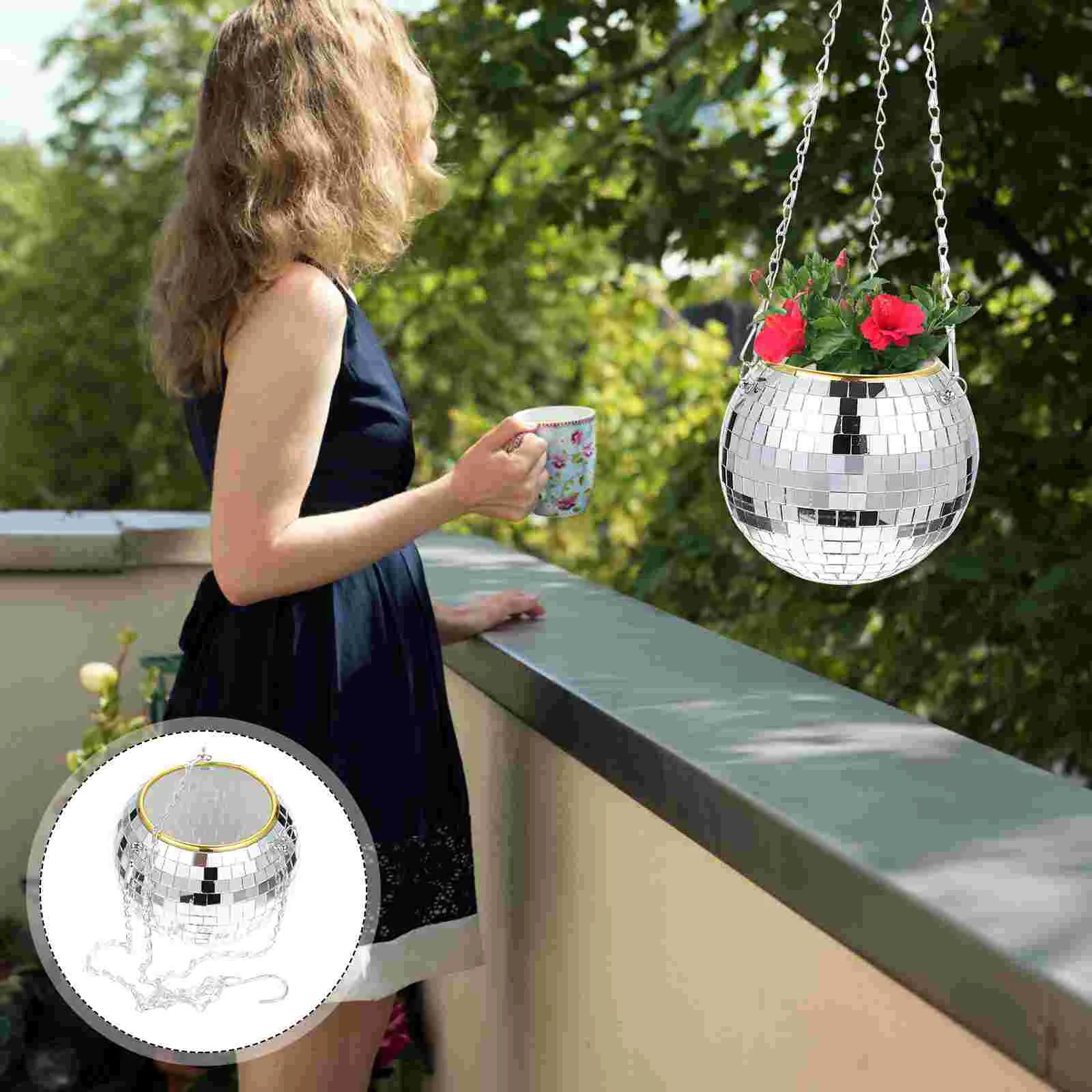 

Hanging Planter Ballpot Disco Flower Mirror Basket Wall Planters Potssucculent Holder Hangercontainers Window Airindoor Balcony