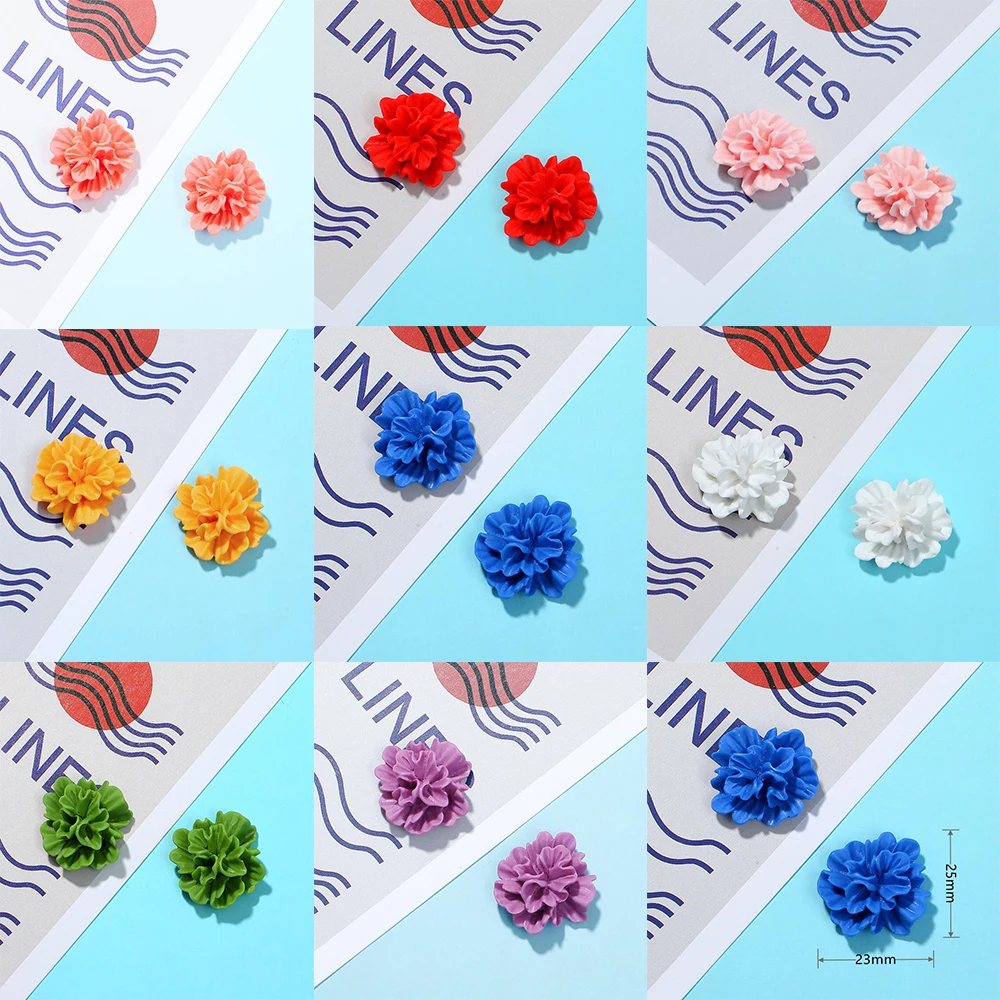 10 шт./лот подвеска в виде цветка гардении из смолы 8 цветов с кабошоном на спине