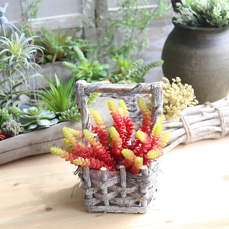 

6 головок большие искусственные суккуленты Зеленые растения для сада бонсай для рабочего стола домашние декоративные растения украшение д...