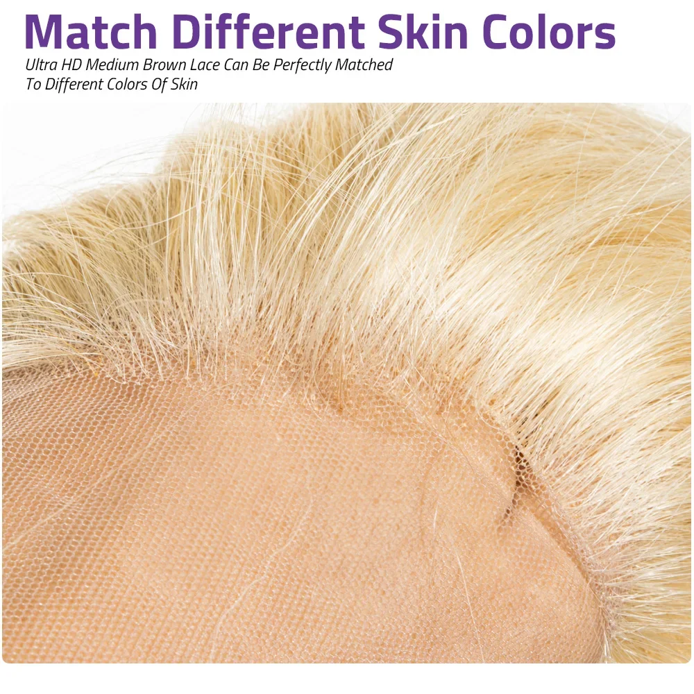 Блондинка Bone Straight 13x6 HD Парик из натуральных волос на кружеве 613 Медовый цвет