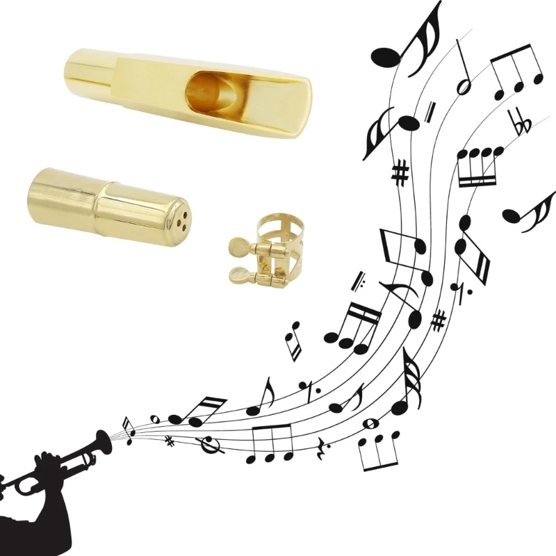 

Metal Saxphone Clarinet Ligature with Brass Cap Mouthpiece Clip Fastener Set Professional Durable Saxophone Tools Kits