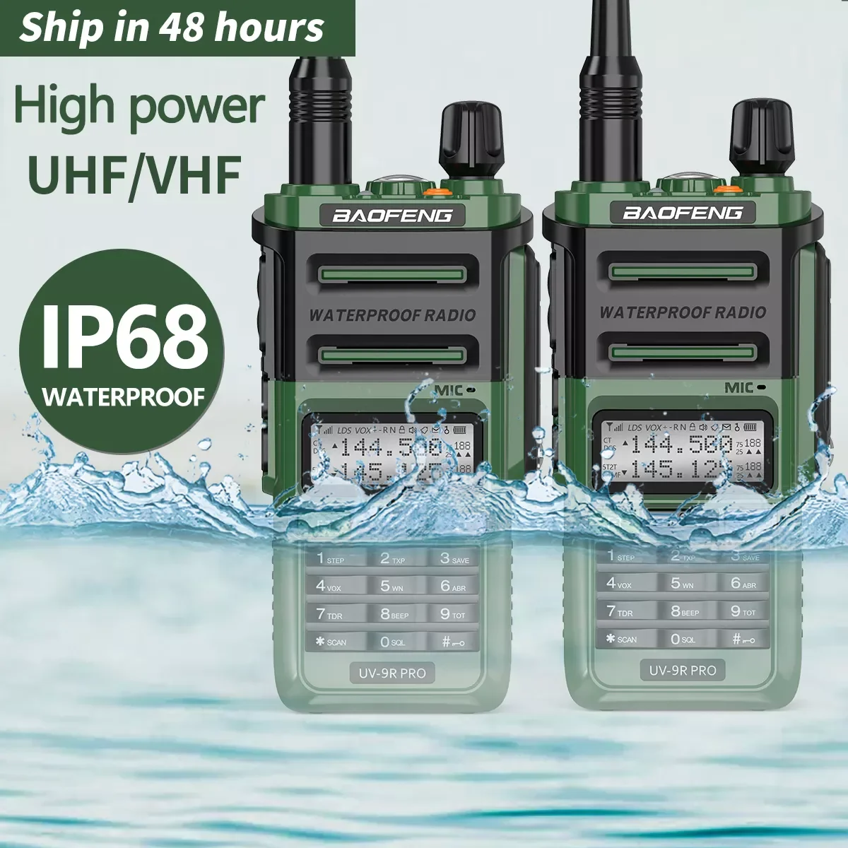 

2 шт., портативная рация 9R Plus, IP68, два диапазона