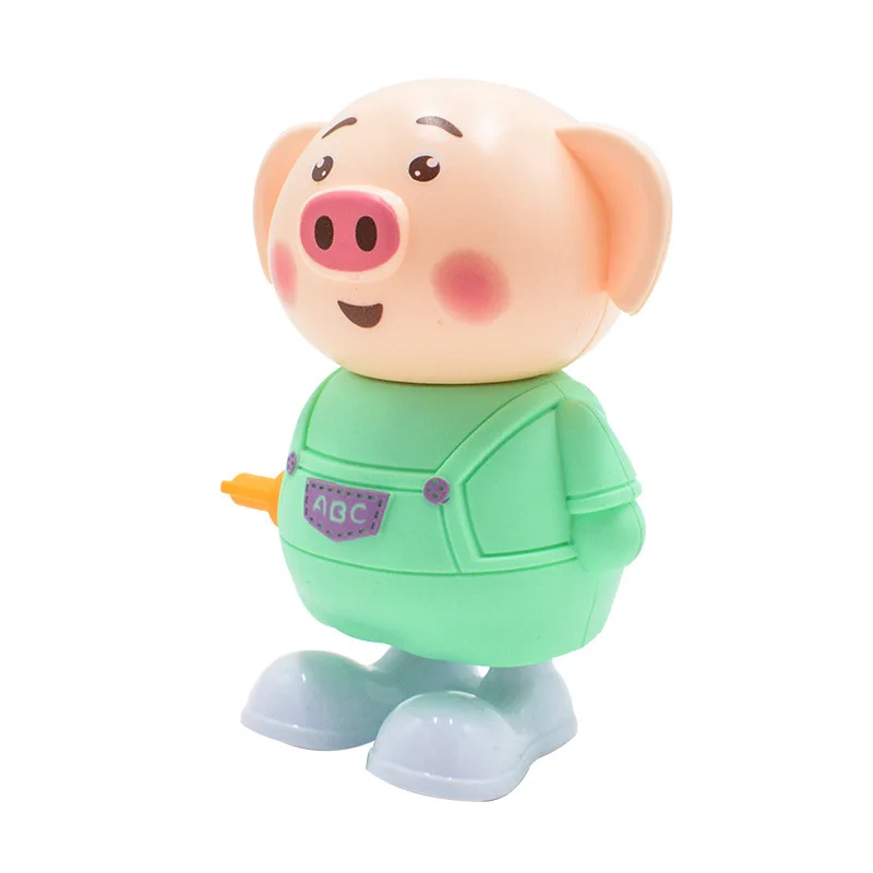 Cute Cartoon Animals Wind Up Toys Jumping Pig for Children Baby Boys Girls Gifts Windup Model Toy