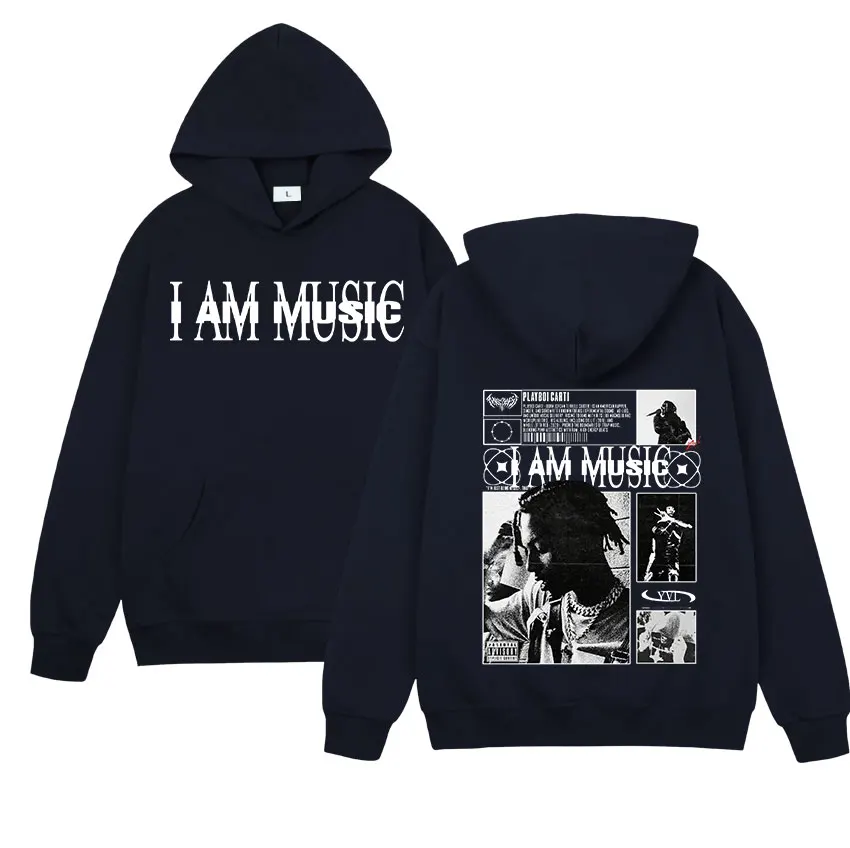 Фото Playboi Carti I Am Music Album 2025 Толстовка с графикой Мужская мода Пуловер в стиле хип-хоп Толстовка Y2K Унисекс Винтаж Негабаритные толстовки №3